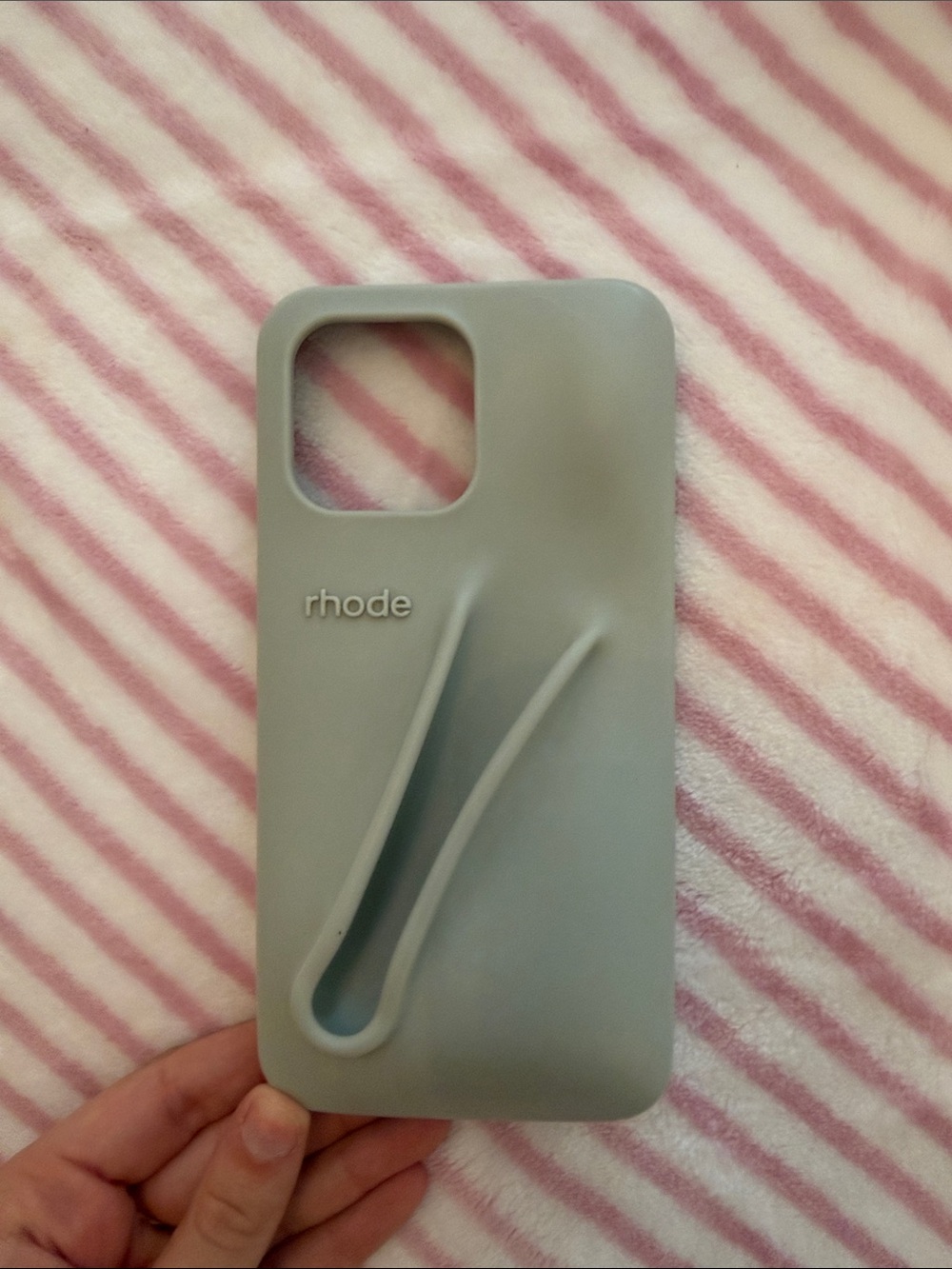 RHODE Silicone Phone Case with Built-In Grip Strap in Light Gray